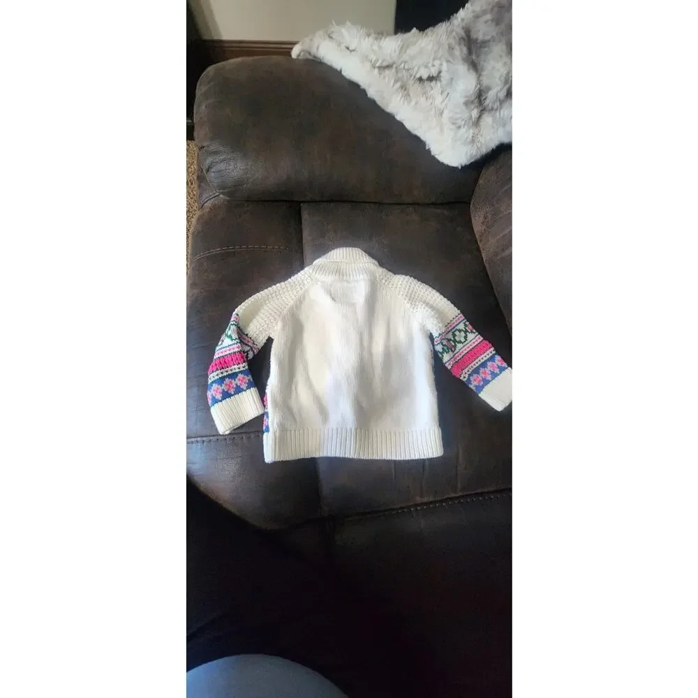 OshKosh B'gosh Girls 18M Fair Isle Knit Cardigan Sweater Button Collared